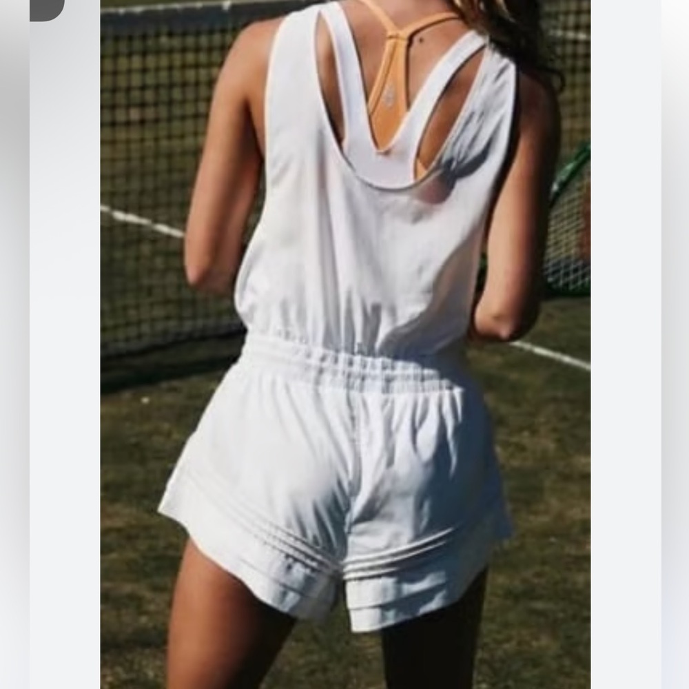 Free People Check It Out Runsie Small White Romper Tennis Golf